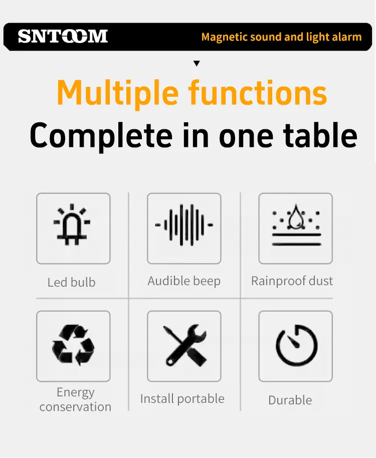 Industrial Sound and Light Alarm Magnetic Suction