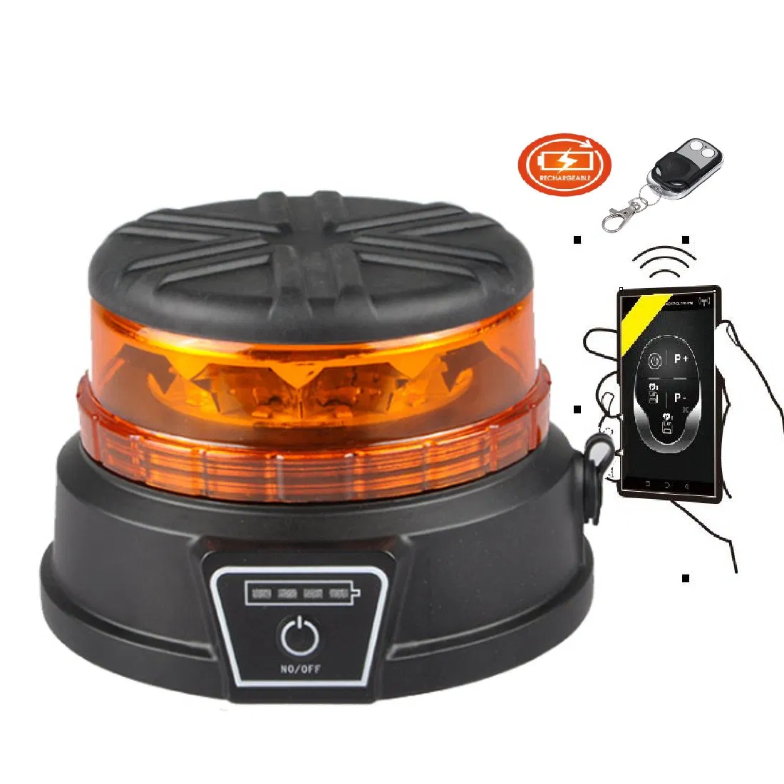 Offroad Warning Strobe Wireless Rechargeable 36W LED Beacon Light with APP Remote Control