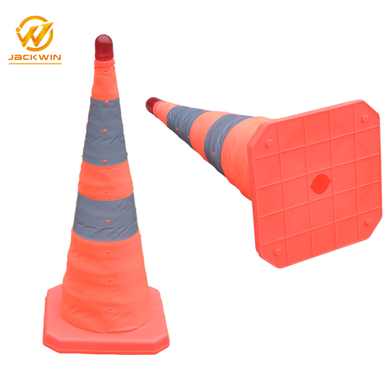 700mm Collapsible Orange Safety Traffic Cone with LED Light