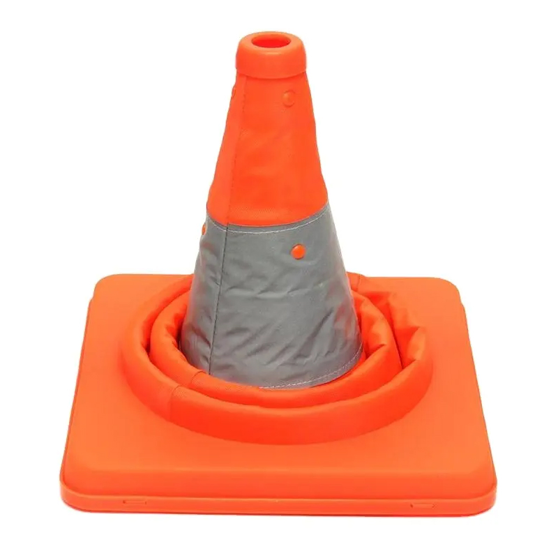 Traffic Fold Cones Safety / Folding Road Cone 70cm PP Material Plastic Warning Reflective Can with Light