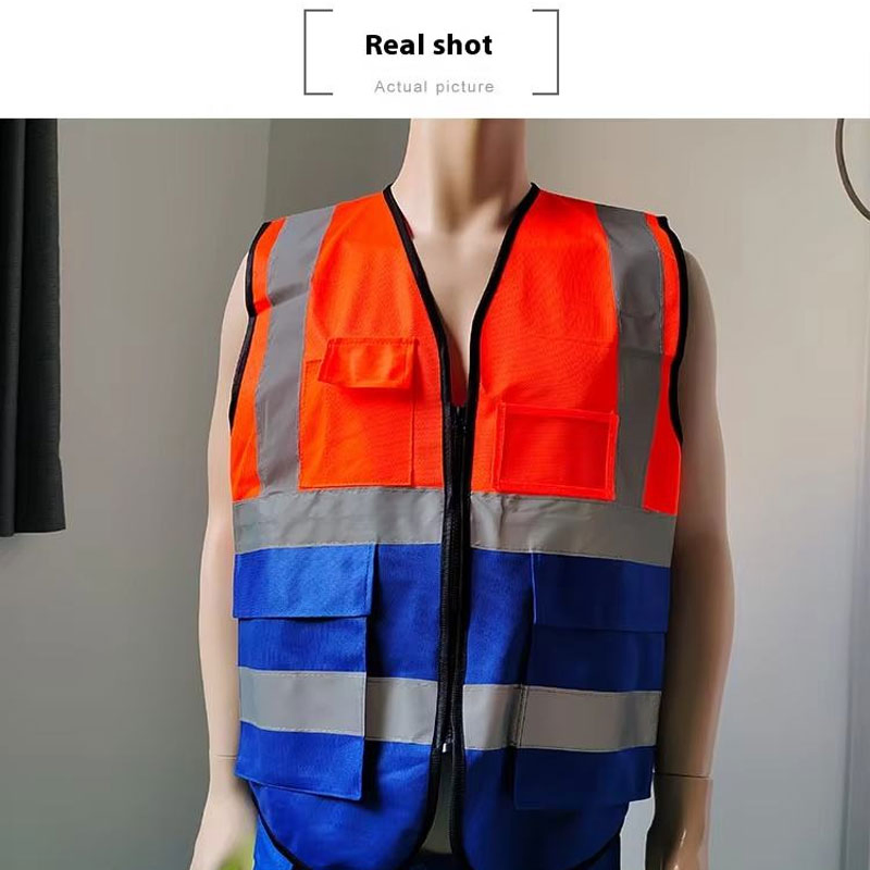 High Quality Hi Vis Reflector Fluorescent Jacket Reflective Safety Vest with Pockets Traffic Cycling Reflective Security Vest