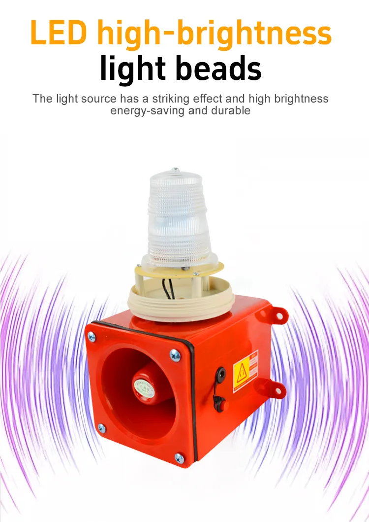 Industrial Sound and Light Alarm Magnetic Suction