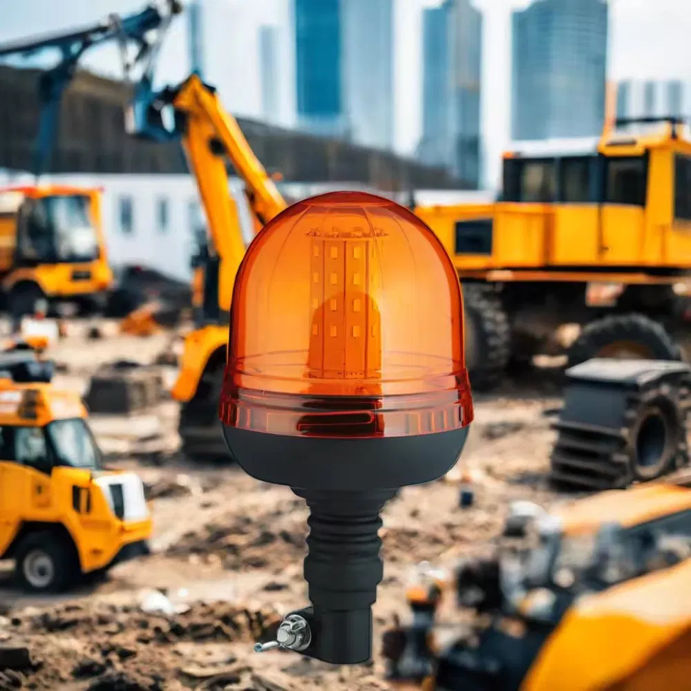 DIN Pole 24 V Amber Construction Machinery Excavator Tractor Flashing LED Beacon Warning Light
