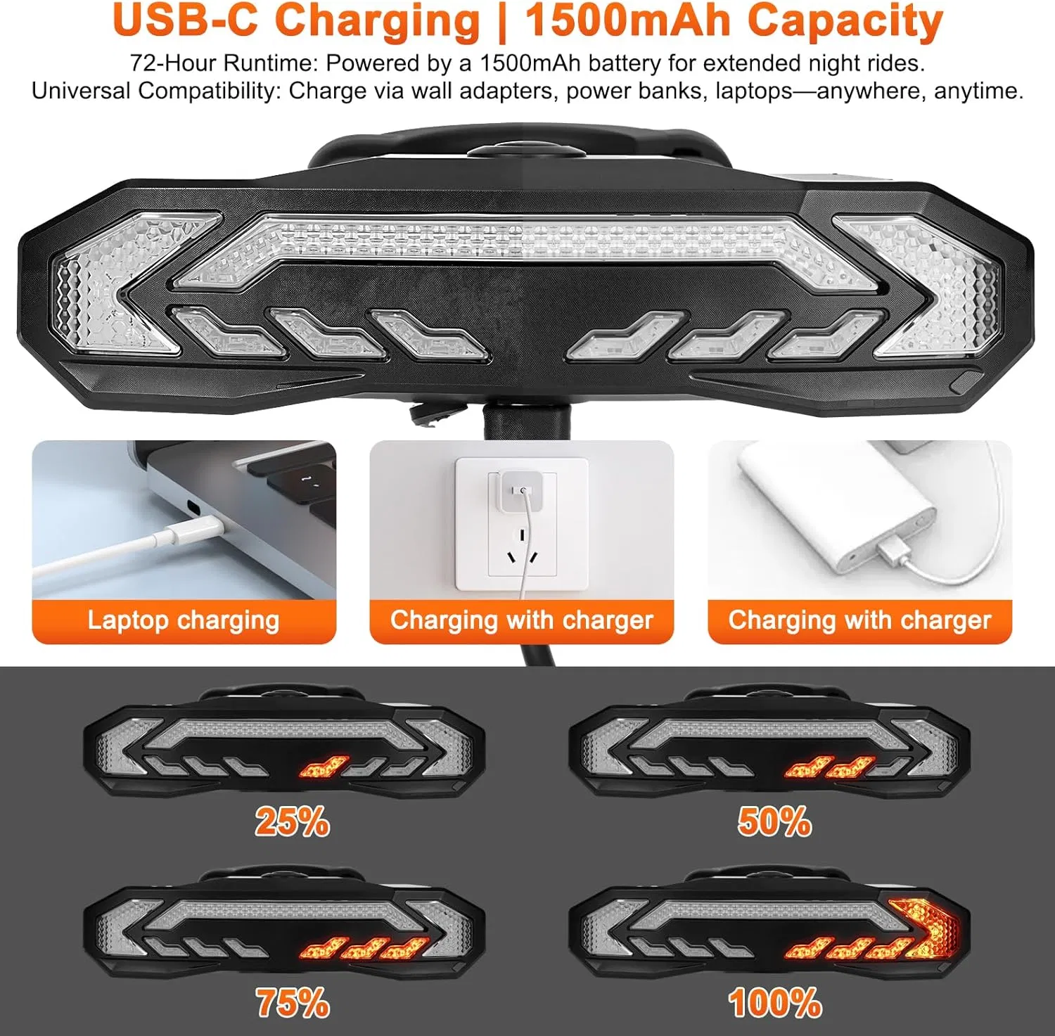 Smart Bike Tail Light Turn Signal Alarm LED Rear Lights Rechargeable Brake Cycling Bike Light