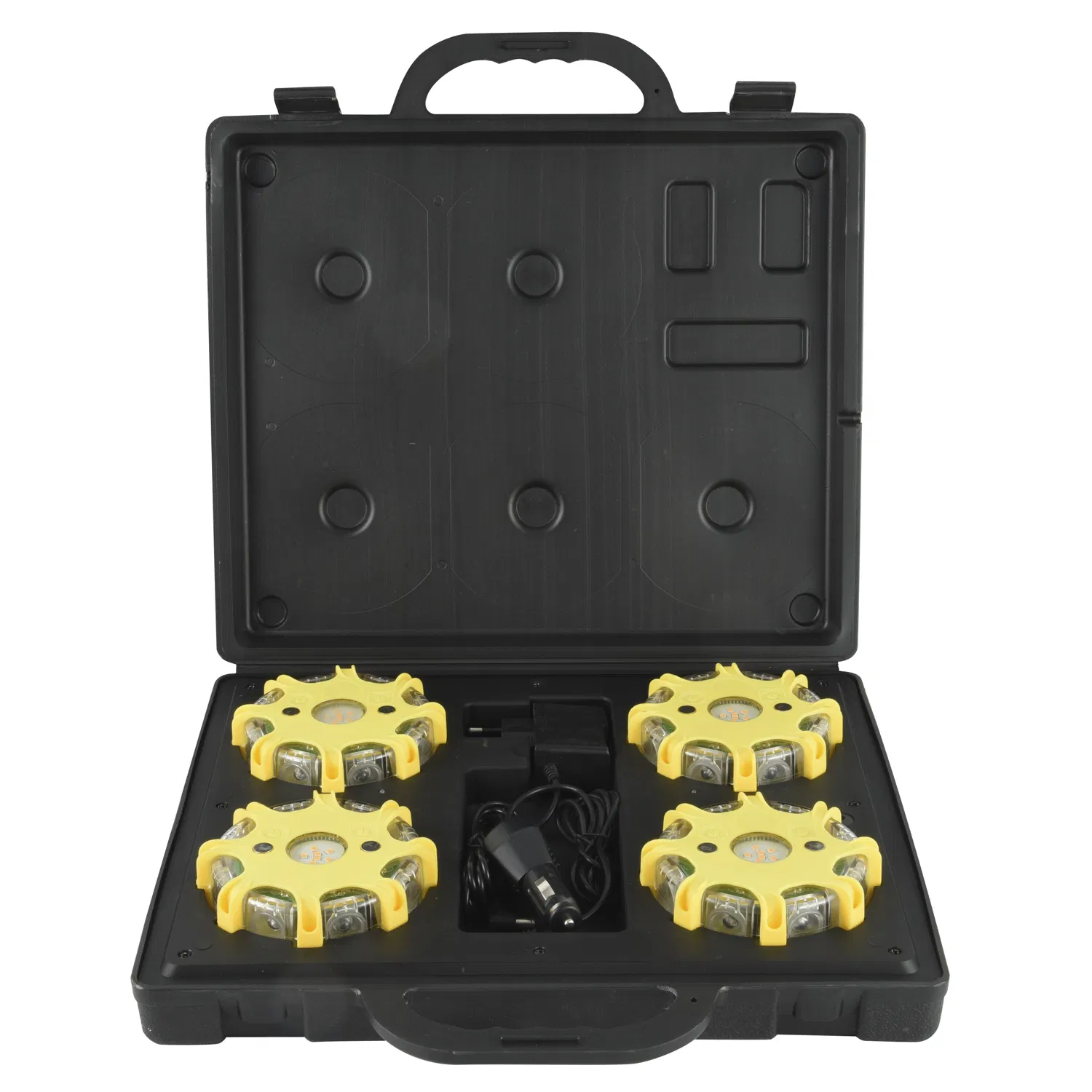 4 Pack LED Red Blue Beacon Road Flare for The Car Truck Traffic Emergency LED Strobe Signal Lighting Rechargeable Roadside Emergency Warning Light