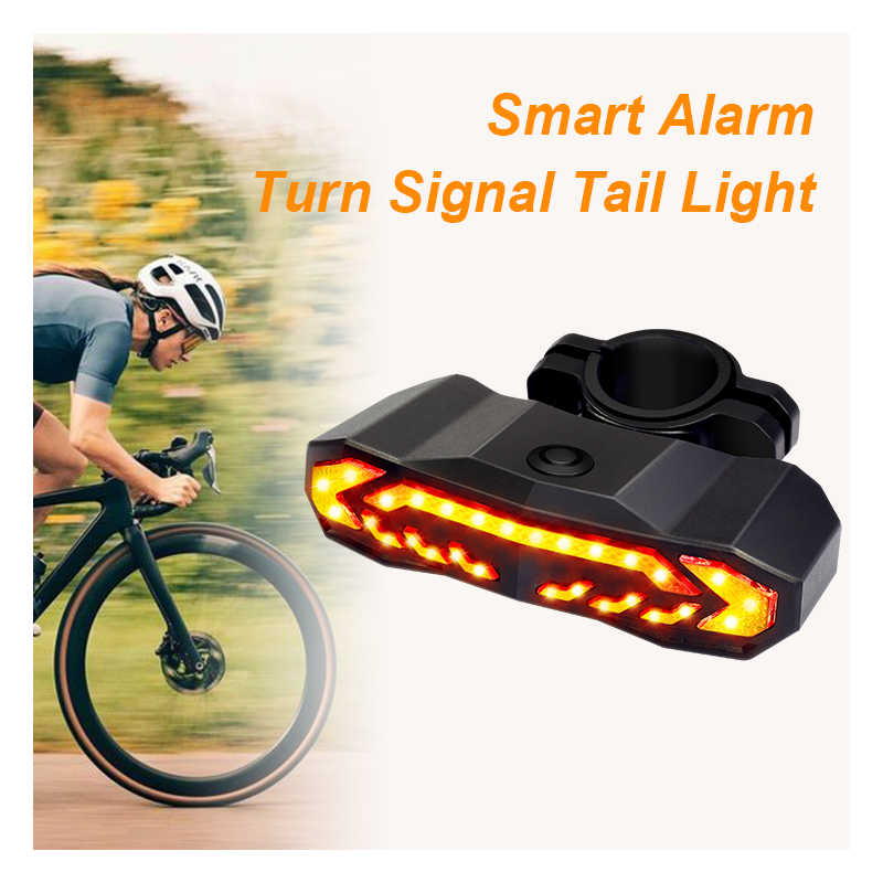 Smart Bike Tail Light Turn Signal Alarm LED Rear Lights Rechargeable Brake Cycling Bike Light