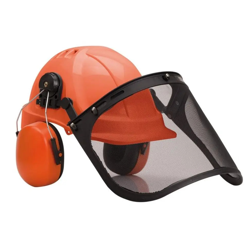 Lightweight Head Protective Hard Hat HDPE 4 in 1 Safety Helmet Construction with Earmuffs and Face Shield