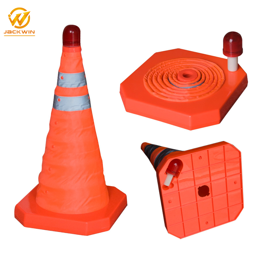 700mm Collapsible Orange Safety Traffic Cone with LED Light