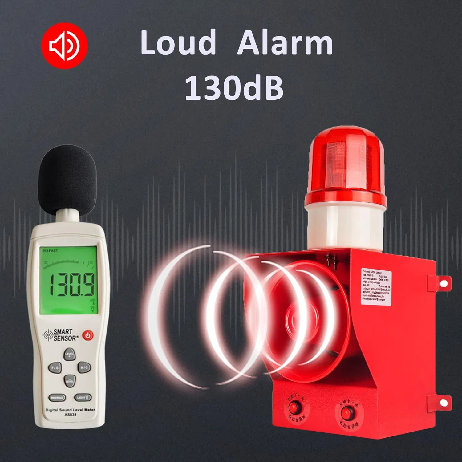 Touch-Controlled Industrial Door Alarm Light with 130 dB Alert