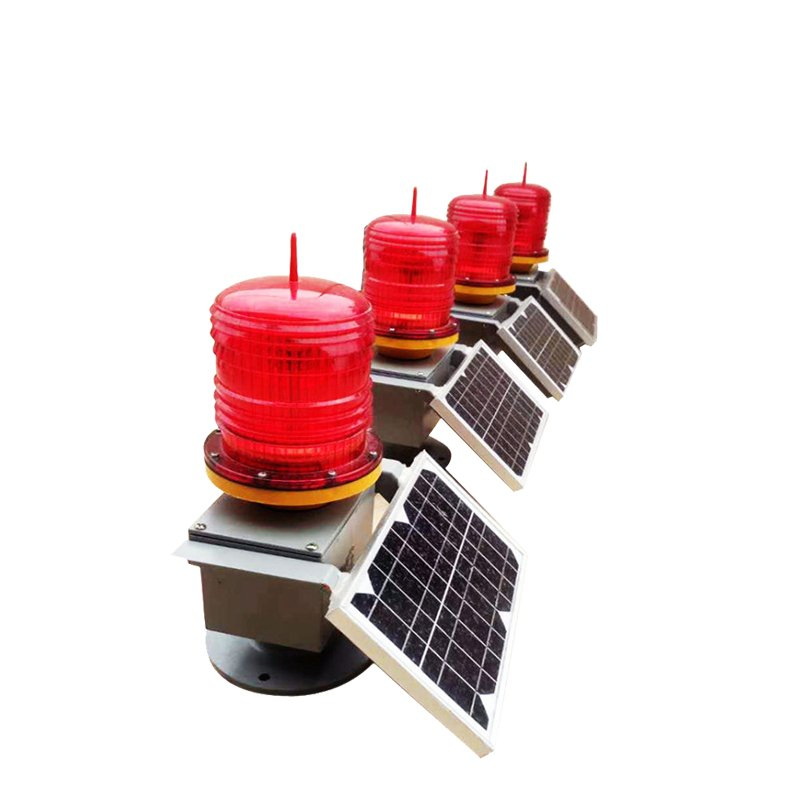 Red Solar Aviation Warning Light IP65 Waterproof for Construction Site Safety
