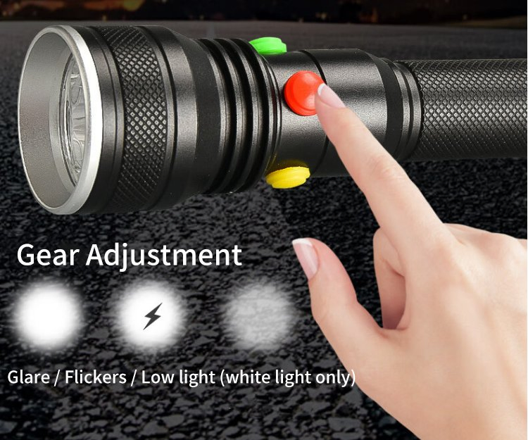 LED Signal Light Powerful Flashlight USB Rechargeable Electric Hand Torch