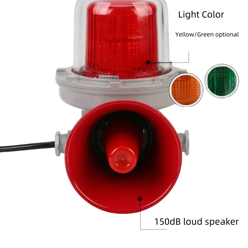 ATEX 20W 150dB Explosion Proof Sound Warning Light Red Amber Green Rotate Flash Strobe Steady