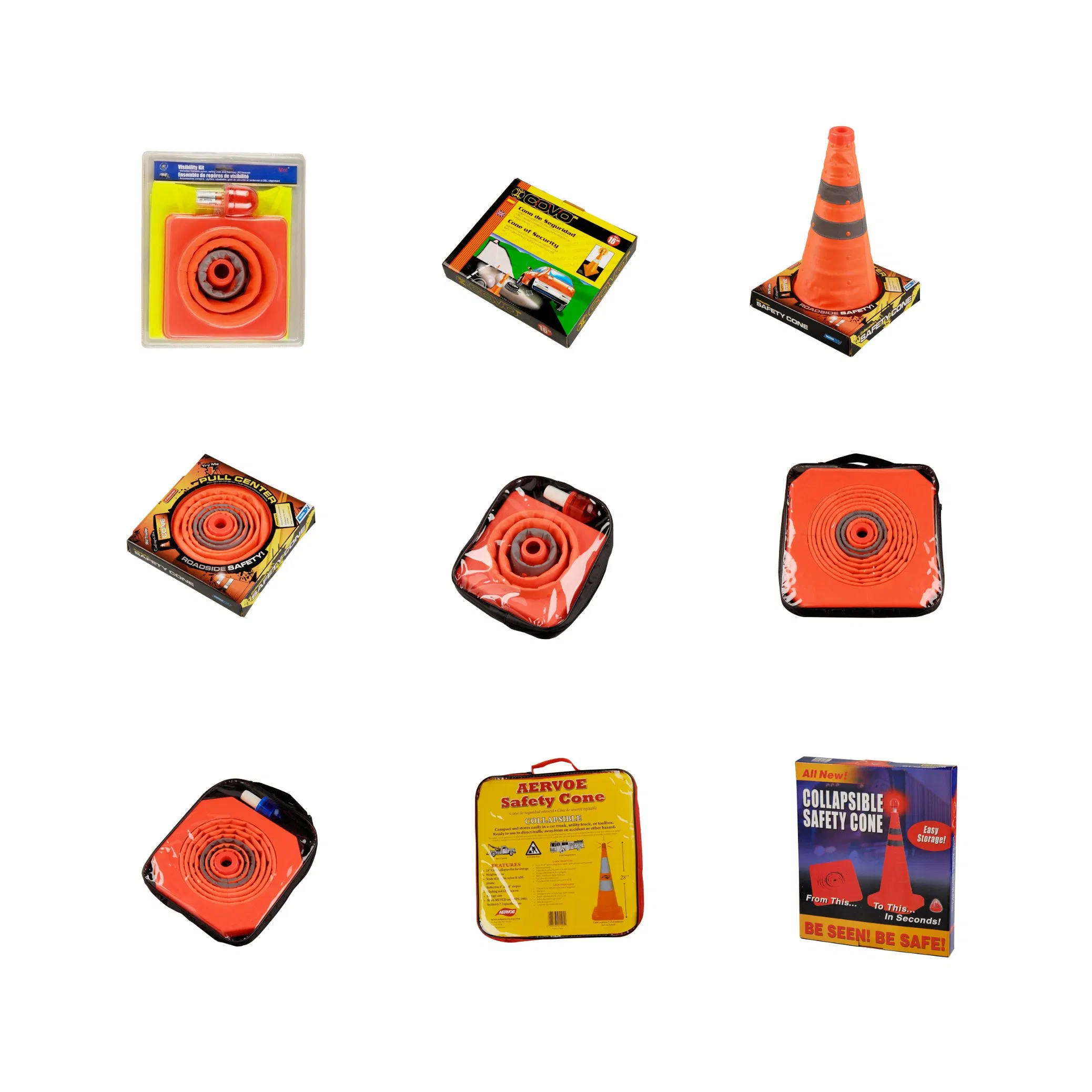 Collapsible Reflective ABS Plastic Traffic with Light Safety Cone