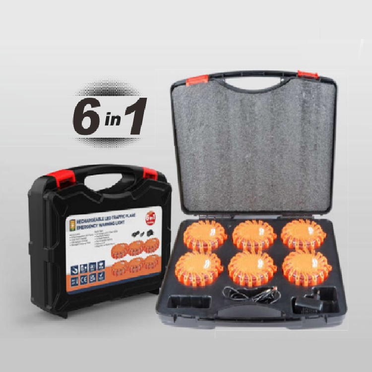 6 in 1 Rechargeable Amber Flash LED Traffic Flare Emergency Warning Light