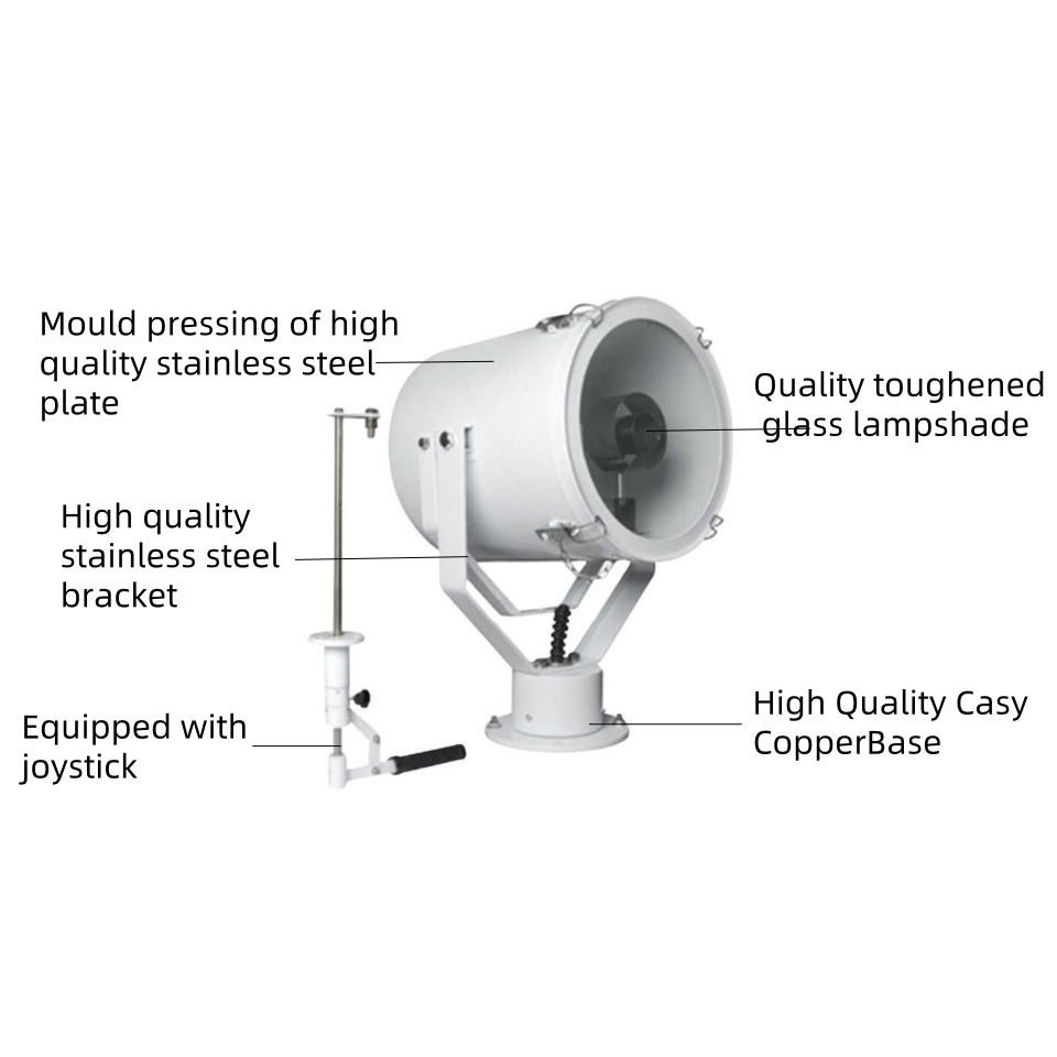 Marine 250W 300W 500W 1000W 2000W 24V 220V IP56 CCS ABS LED Stainless Steel Navigation Search Light