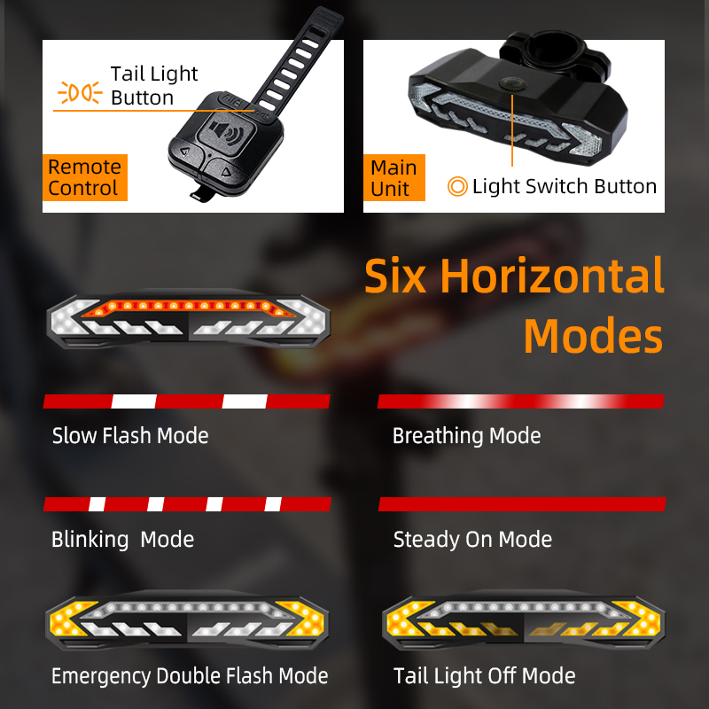 Waterproof Tail Light for Road Biking Ultra Bright USB-C Rechargeable LED Bike Tail Light with Turn Signals