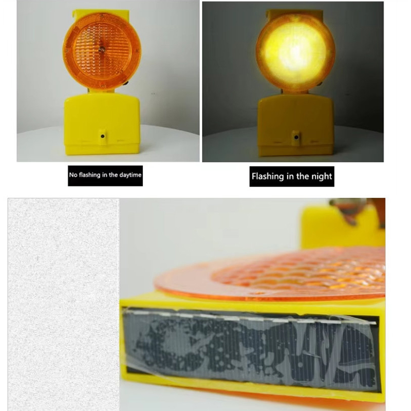 Road Barricade Flashing Light Warning Amber LED Solar Warning Lights