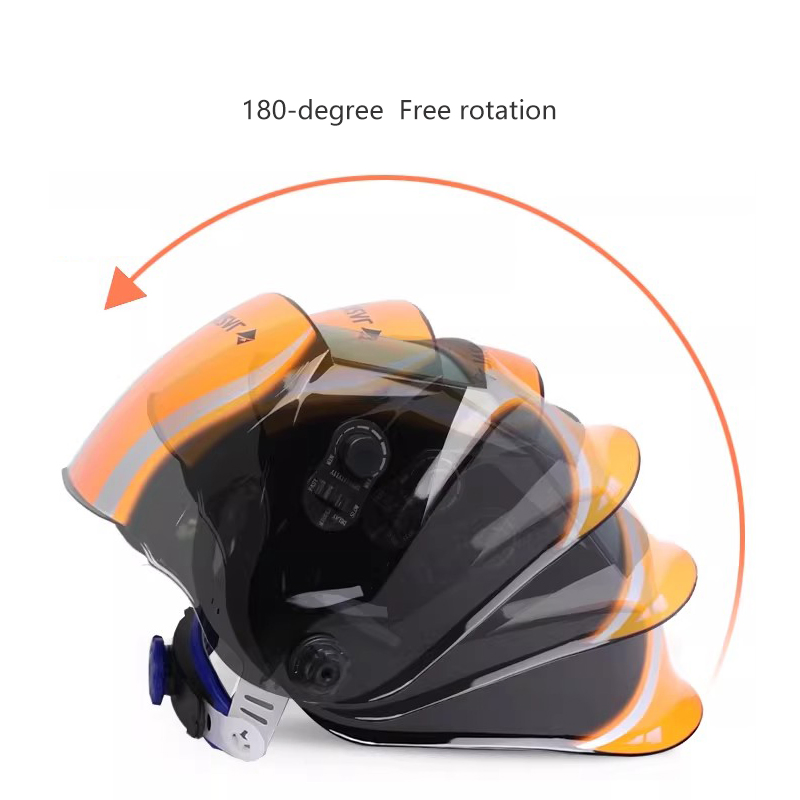 Jasic Automatic Light-Adjusting Welding Helmet with Head-Mounted Flip Welding Cap TIG Weld Face Shield for Welders' Full-Face Protection and Heatproof Safety He