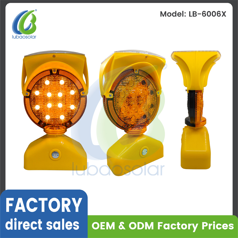 Amber Flashing Solar LED Traffic Control Durable Barricade Light