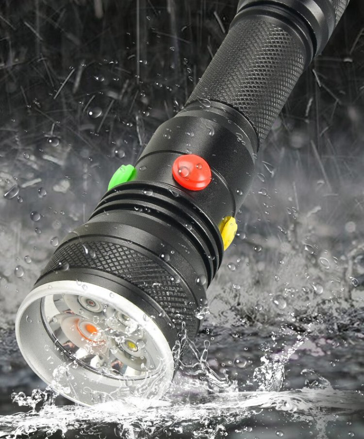 LED Signal Light Powerful Flashlight USB Rechargeable Electric Hand Torch