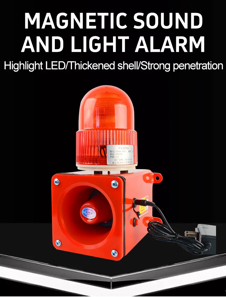 Industrial Sound and Light Alarm Magnetic Suction