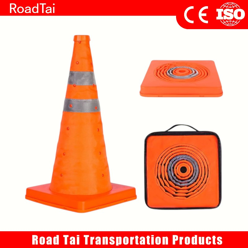 Collapsible Pop-up Traffic Safety Cone with Internal LED Flashing Light
