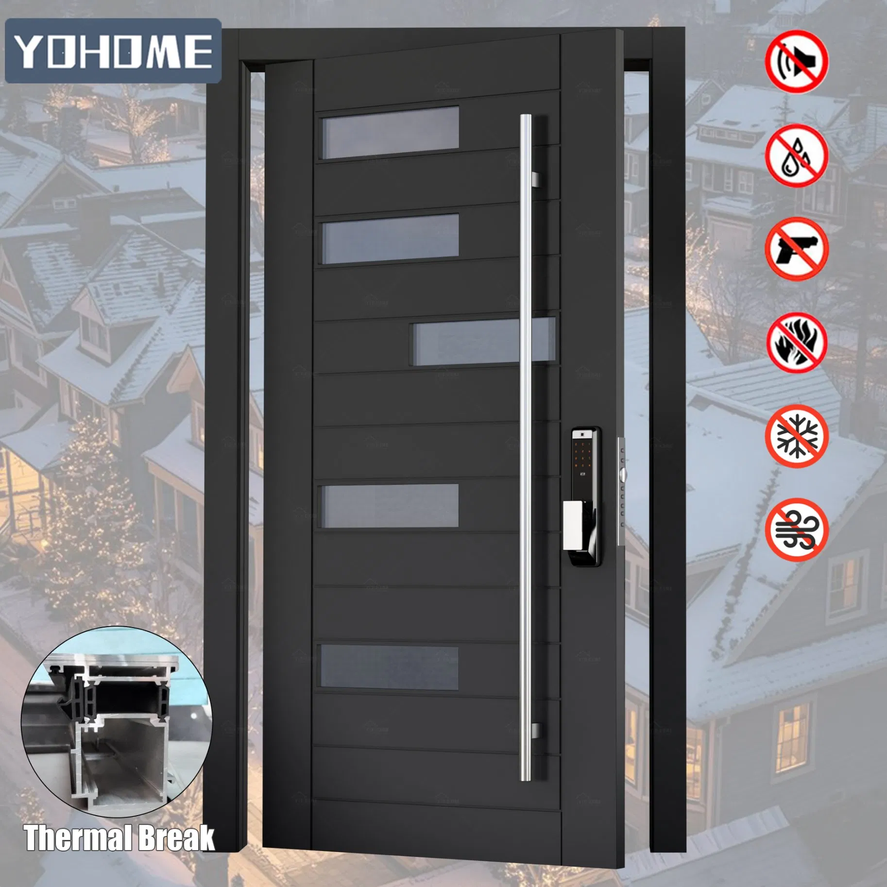China Top Factory Custom Villa Door Designs Luxury Villa Pivot Modern Cast Aluminum Front Entry Bullet Proof Security House Front Doors