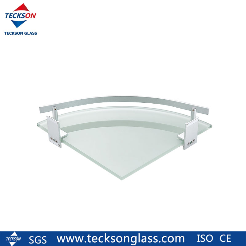 Quarter Round Triangular Corner Tempered Glass Shelf for Bathroom