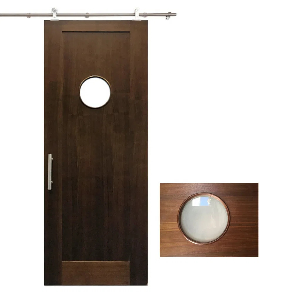 Internal Quarter Cut Natural Walnut Veneer Plywood Door with Frosted Glass