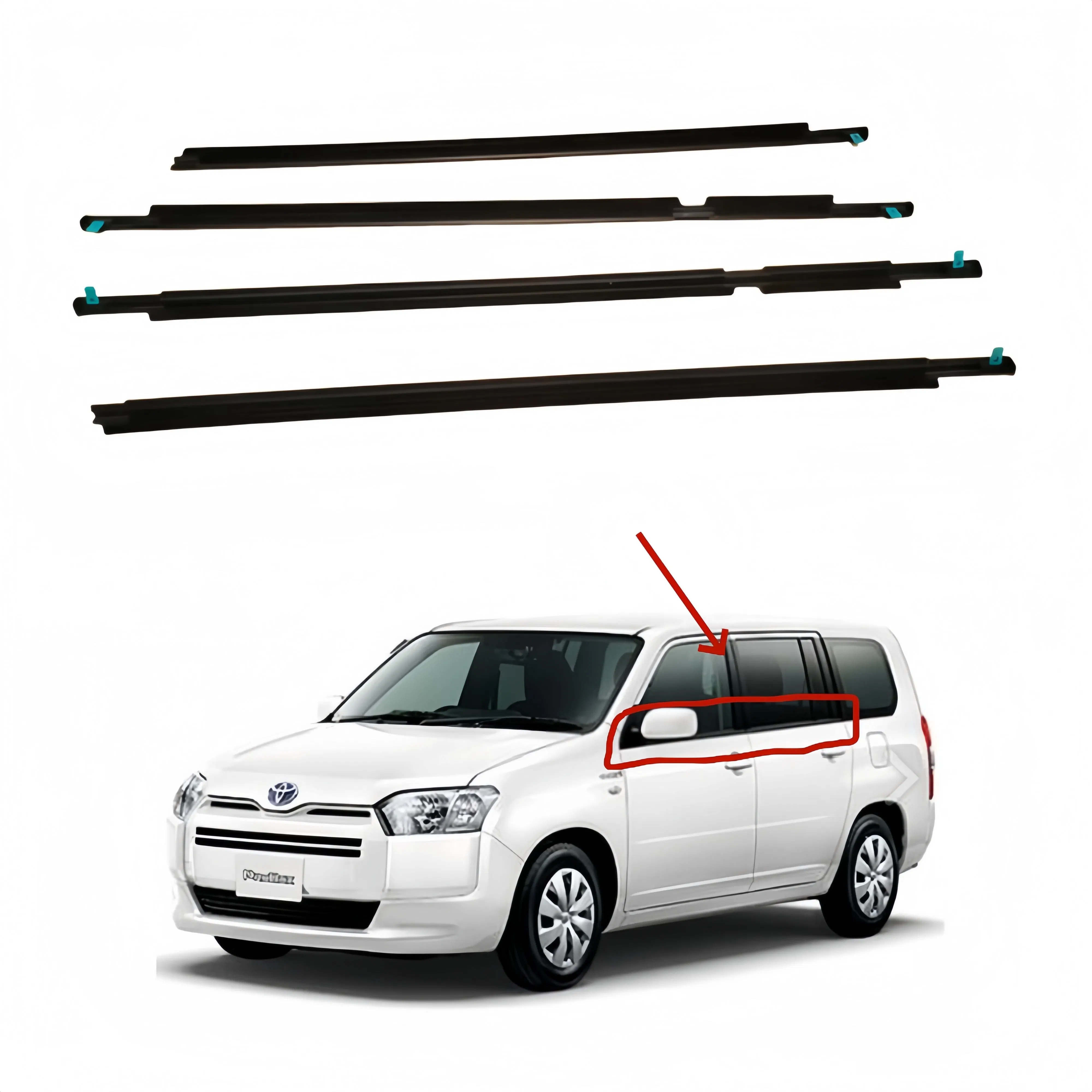 for Toyota Probox Front Rear Door Belt Molding Weatherstrip Car Seal Molding Assy Window Chrome Trim Glass Door Belt Rubber