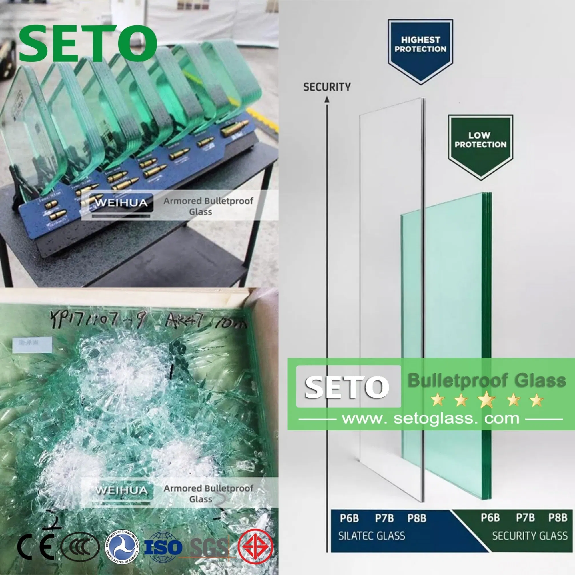 Bullet Proof Sliding Glass Armored Bulletproof Glass Ballistic Glass for Bank