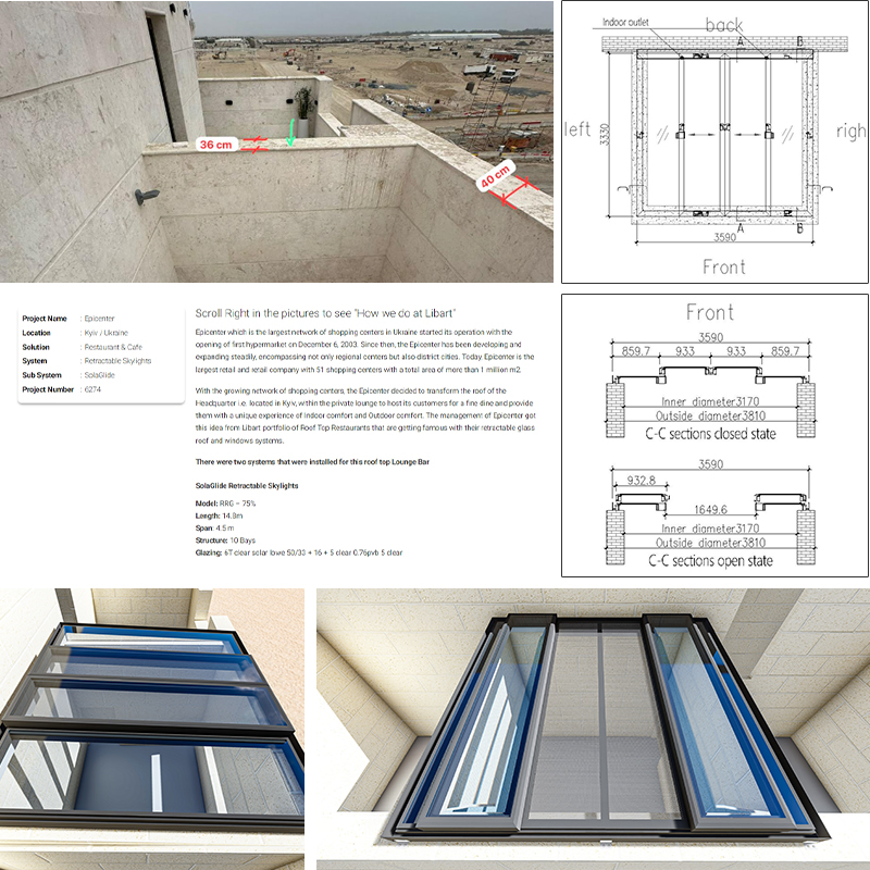 High Quality Aluminum Electric Sliding Skylight Smart Remote Control System and Energy Skylight