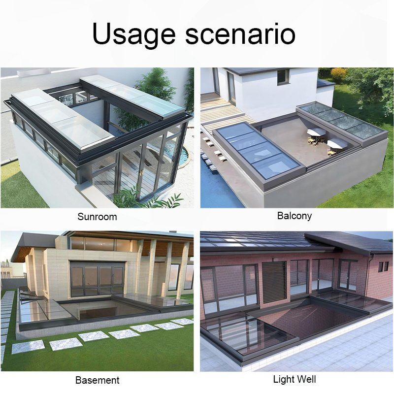 Equipped Wind and Rain Sensor Outdoor Balcony Roof Double Glazed Electric Sliding Skylight