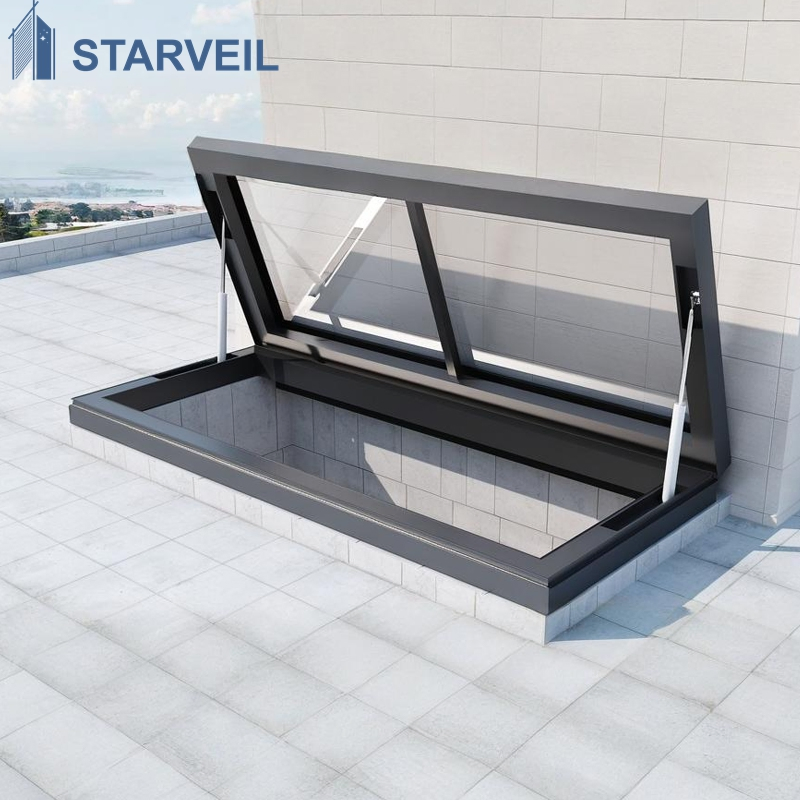 High Strength Aluminum Electric Actuator Roof Skylight Soundproof Glass Smart Control and Rain Sensor Skylight