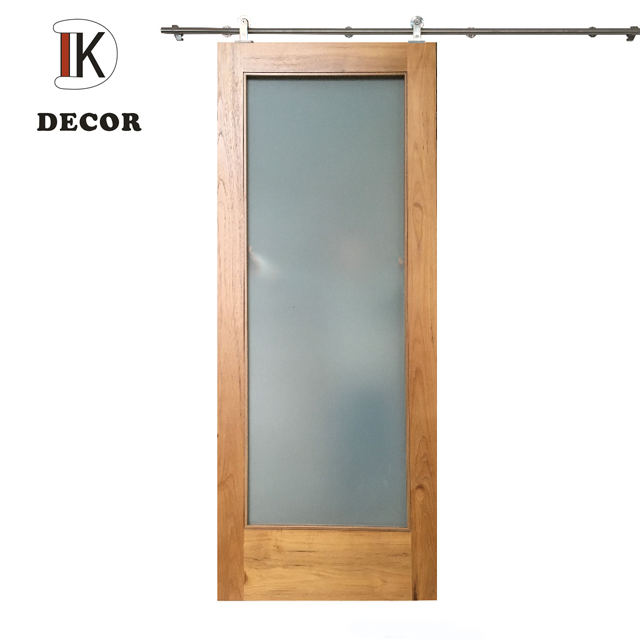 Internal Quarter Cut Natural Walnut Veneer Plywood Door with Frosted Glass