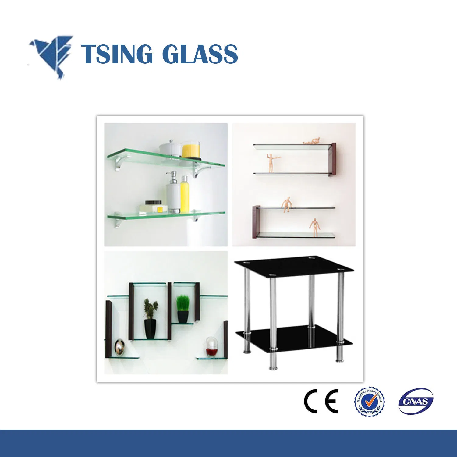 6 - 12mm Corner Decorative Glass Quarter Circle Shelf Glass