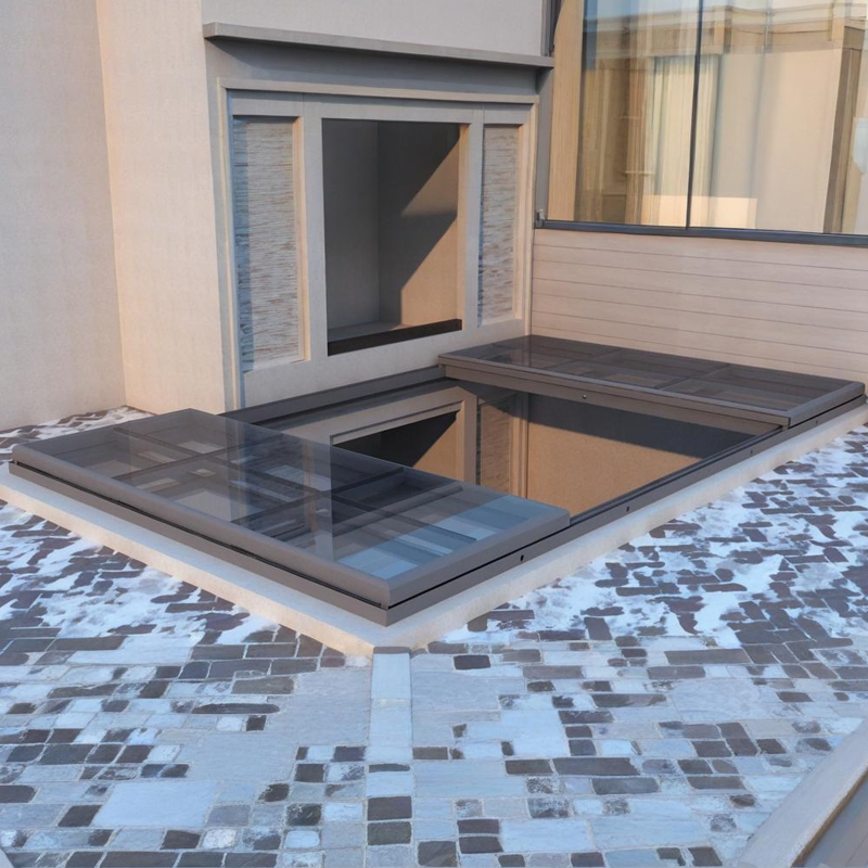 Custom Modern Automatic Skylight Aluminium Sliding Glass Roof Top Home Interior Daylighting Skylight