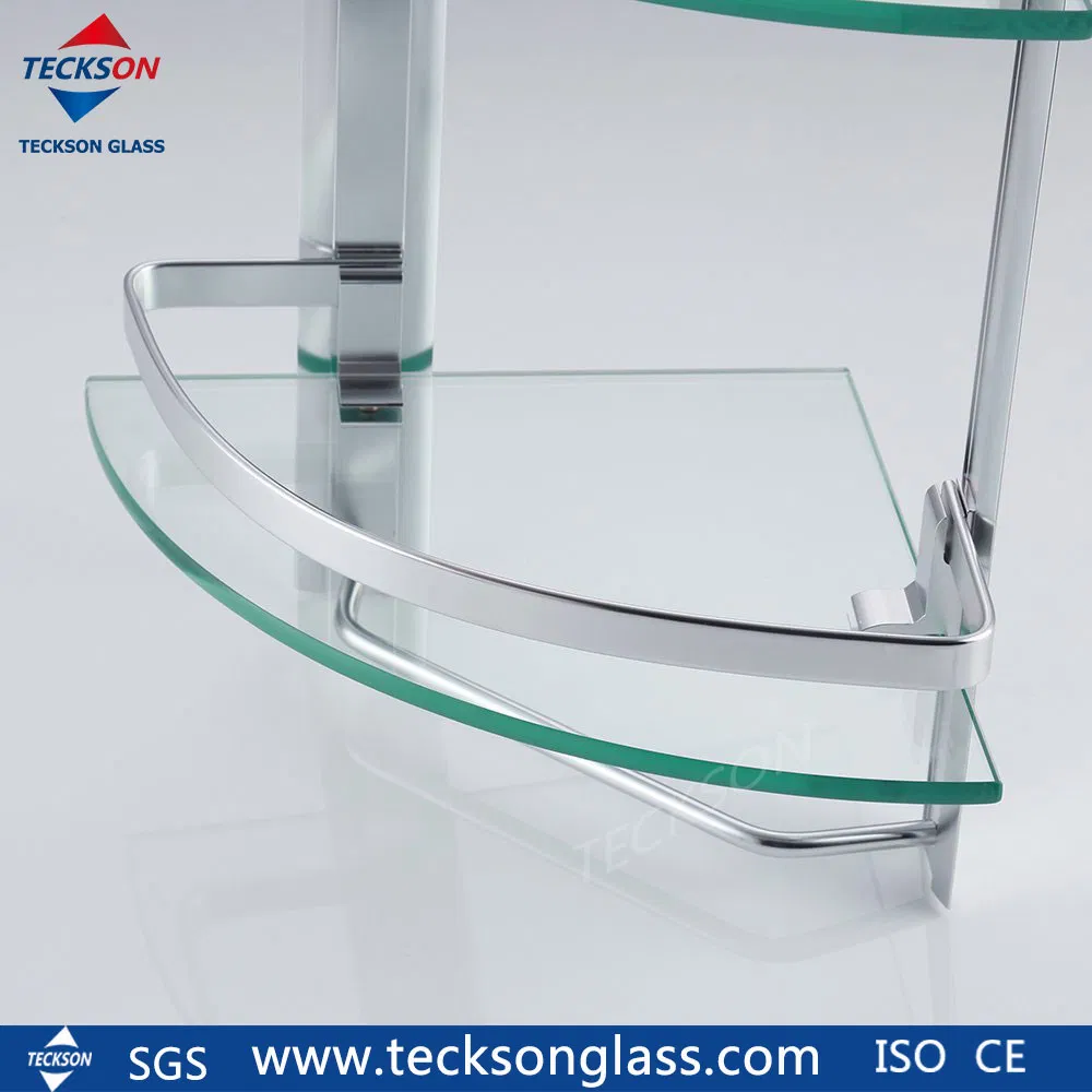 Quarter Round Triangular Corner Tempered Glass Shelf for Bathroom
