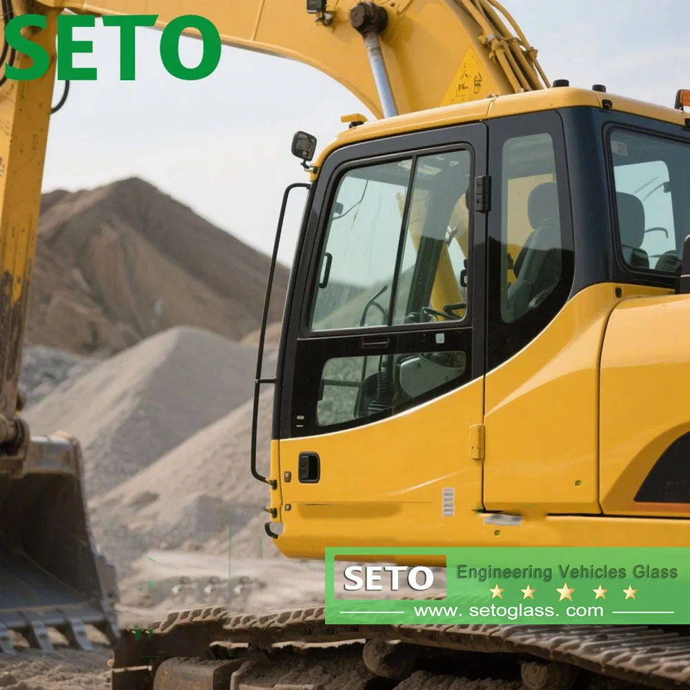 Engineering Machinery Excavator Glass Tempered Glass for Excavator Windshield, Side Windows
