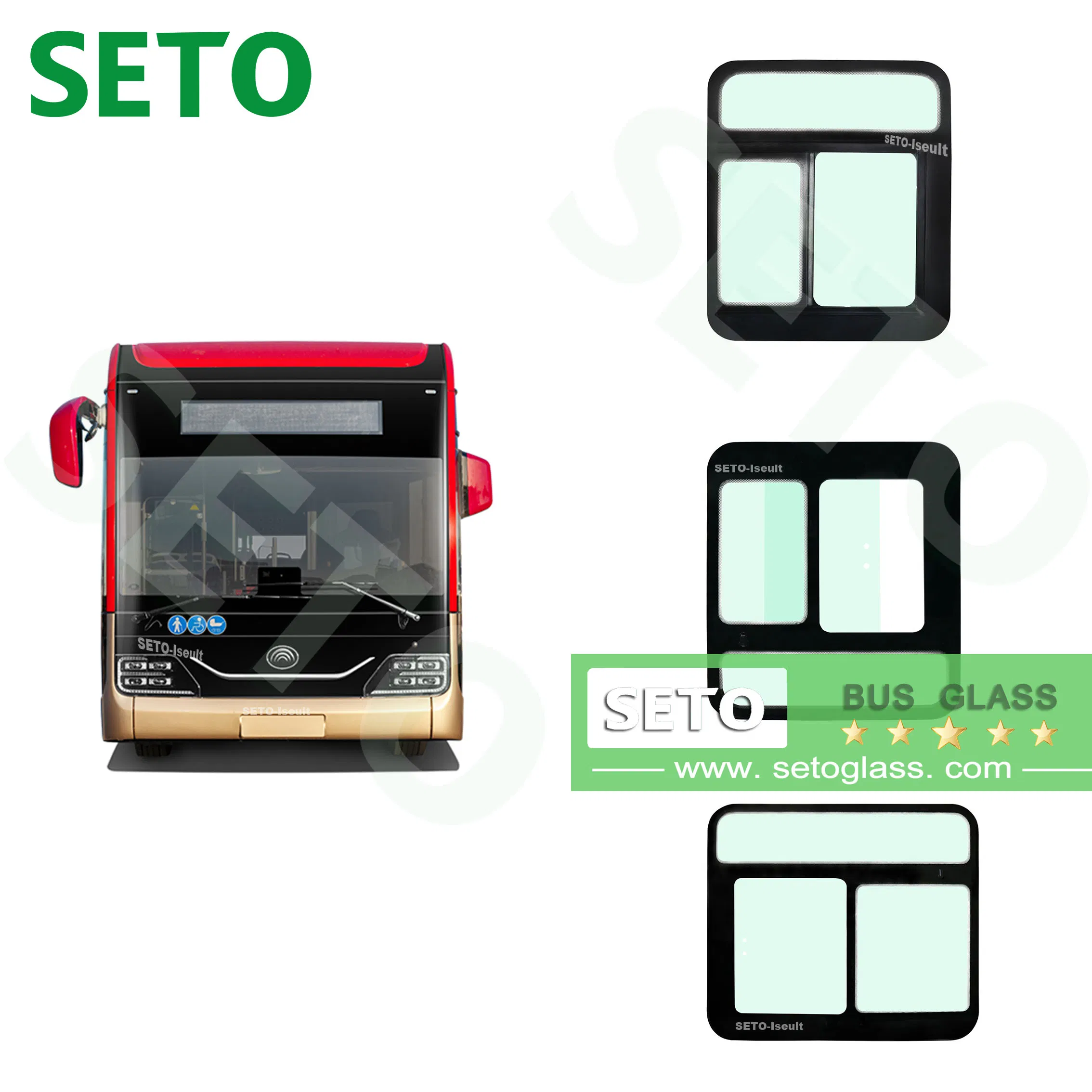 Auto Glass Customizable Windshield Rear Side Door Sunroof Window for Bus