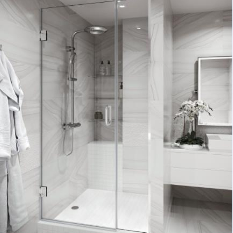 8/10/12mm Clear/Low Iron/Frosted/Frameless Flat and Curved Tempered Glass/Shower Door Glass /Sliding/Hinged Shower Tempered Safety Glass with Holes and Cutouts