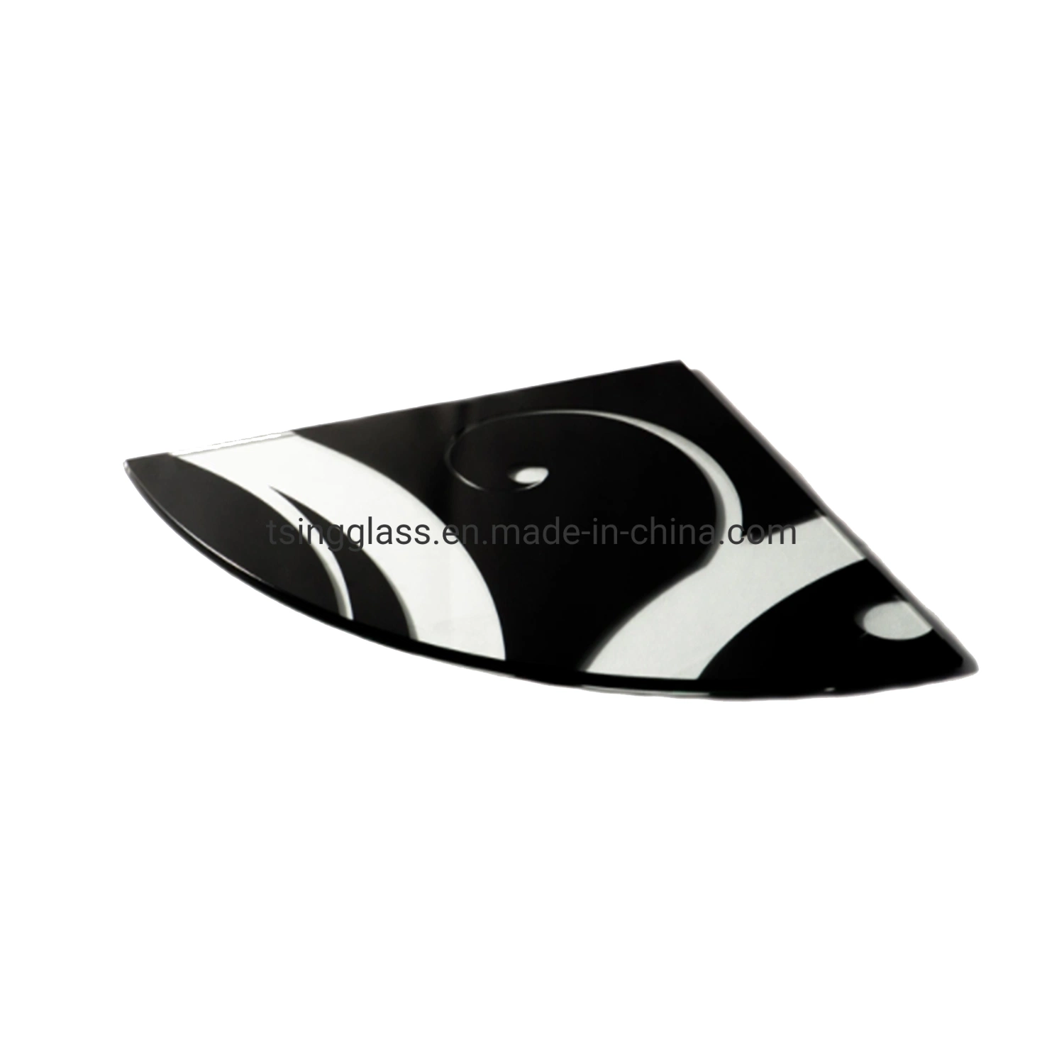 4 6 8mm Flat Curved Rectangle/Round/Triangle Ultra Clear White Black Silkscreen Printed Bathroom Corner Shelf Shelves Tempered Glass with Flat Polish Edge