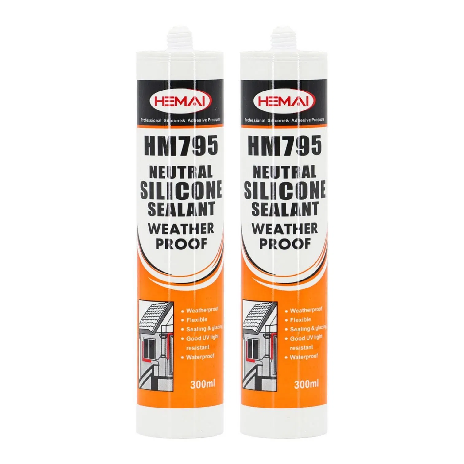 OEM Factory Sausage Cartridge Neutral Window Clear White Black Construction Thermal High Temperature Auto Glass RTV Silicone Glue Adhesive Sealant