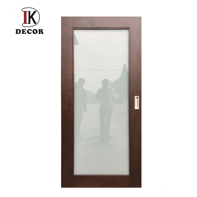 Internal Quarter Cut Natural Walnut Veneer Plywood Door with Frosted Glass
