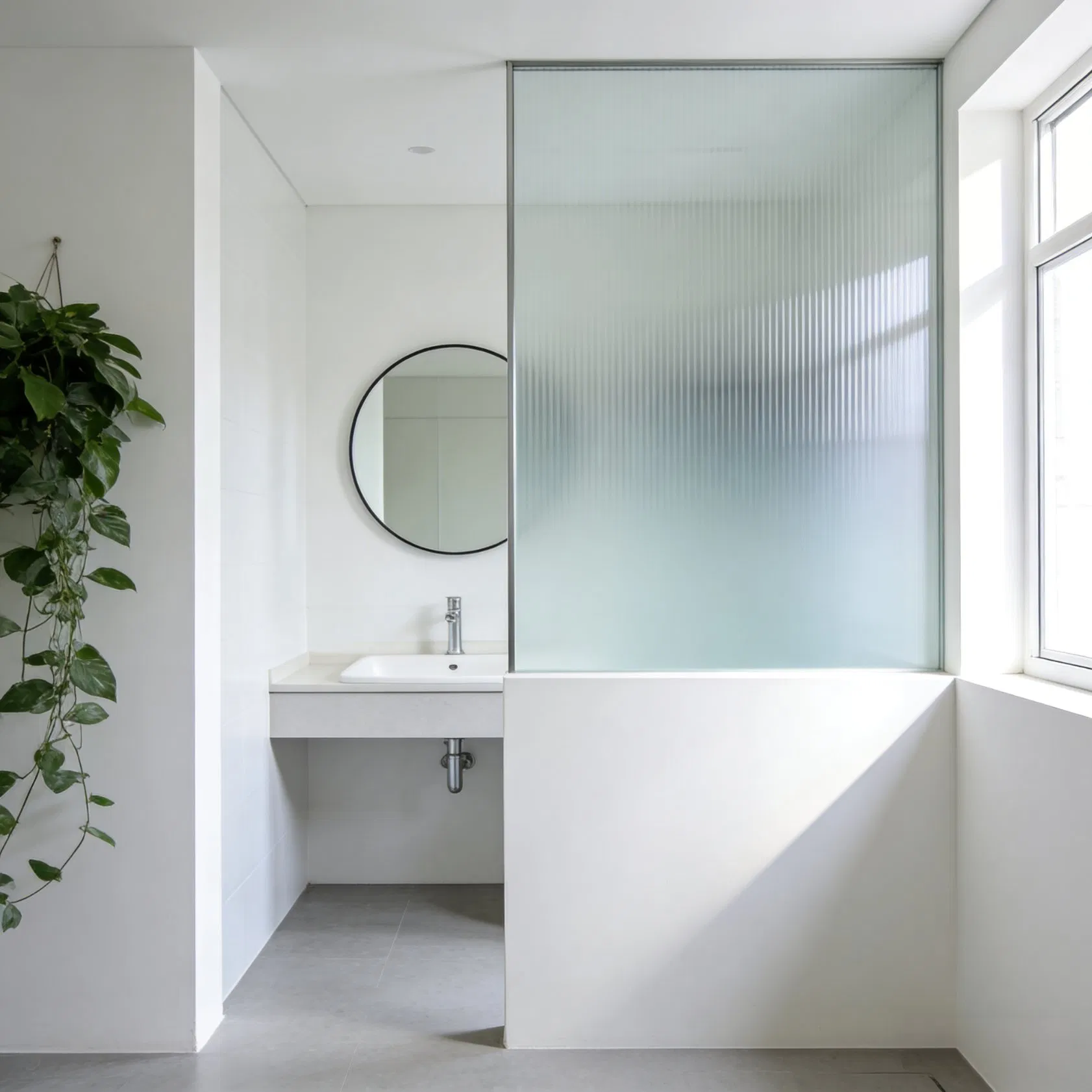 Double-Layered Laminated Frosted Glass Half-Wall Partition, Soundproof and Waterproof