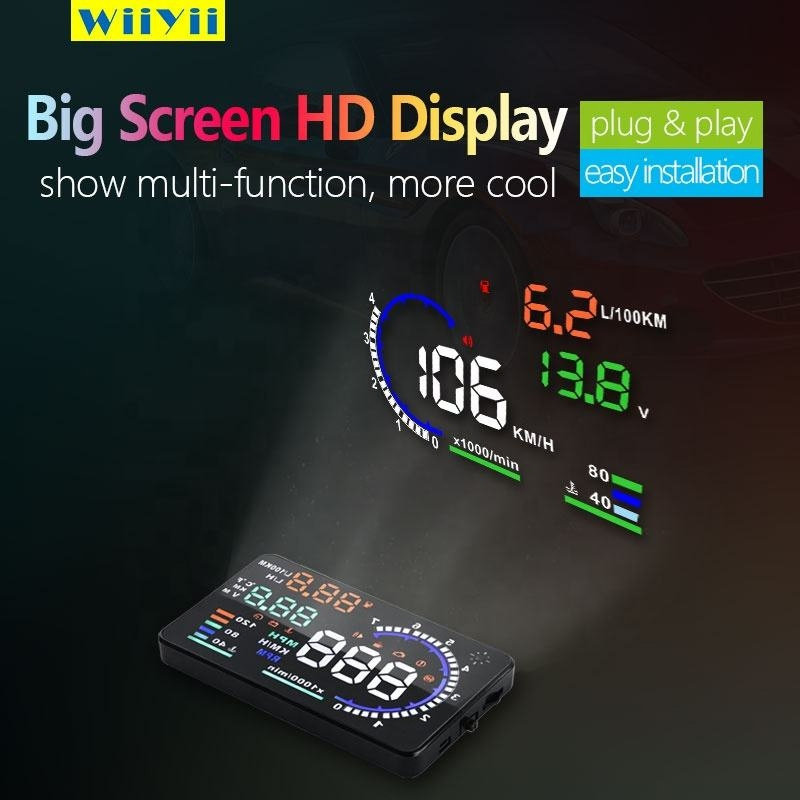 A8 5.5 Inch Large Hud New Update Car LED Windshield Speed Display Obdii Universal Car Head Display with 1 Year Warranty Hud