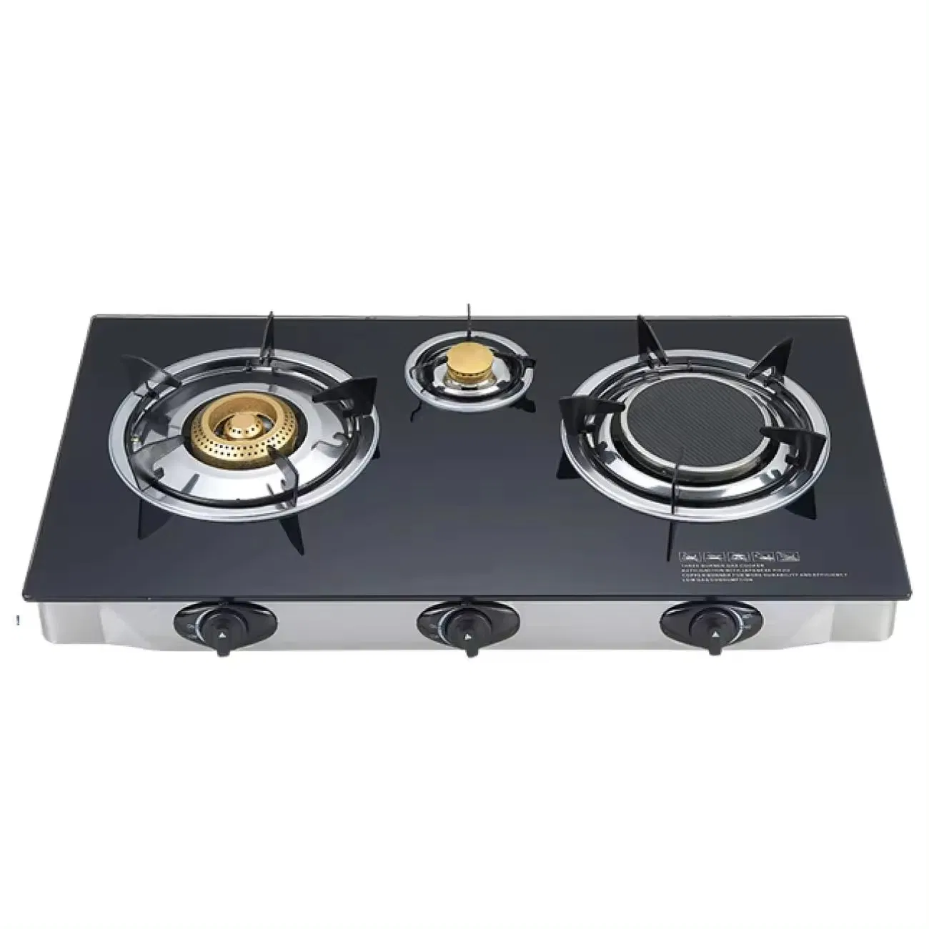 2 Burners Gas Stove Ceramic Tempered Glass Panel