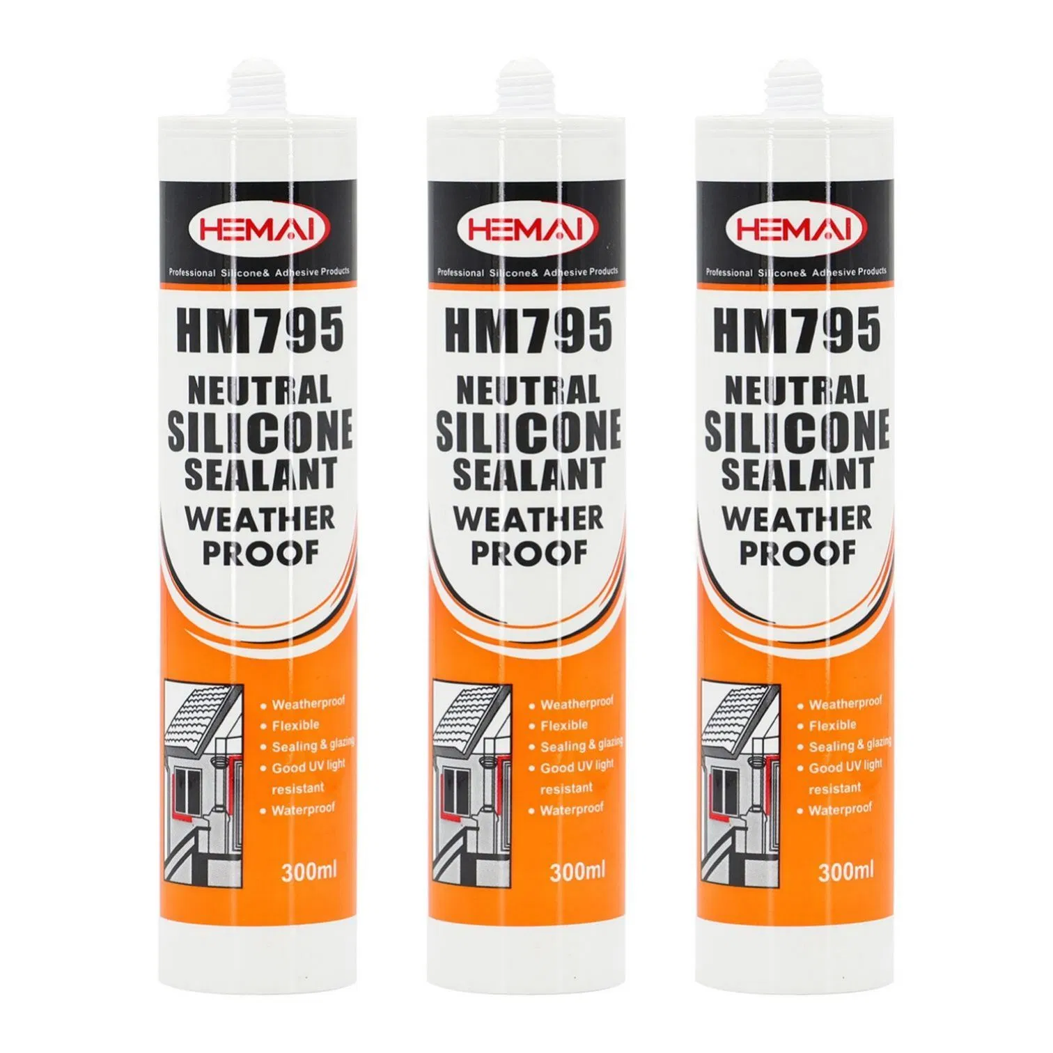 OEM Factory Sausage Cartridge Neutral Waterproofing Window Clear White Black Construction High Temperature Auto Glass RTV Silicone Glue Adhesive Sealant