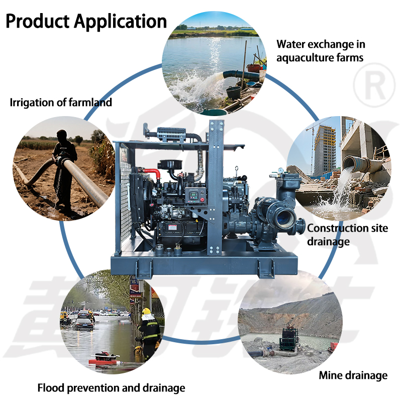 Fixed Emergency Flood Prevention Diesel Engine Self Suction Dewatering Pump
