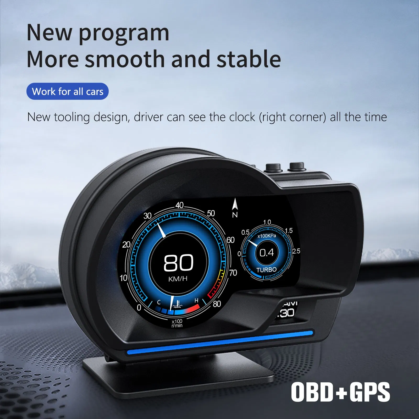 P6 Car Hud Display with OBD2 &amp; GPS - Speed &amp; Rpm Alarm